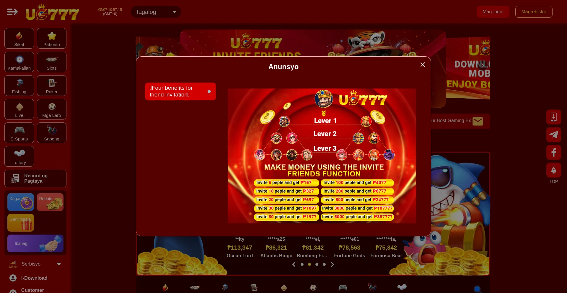 UG777 casino providers section featuring premium game studios